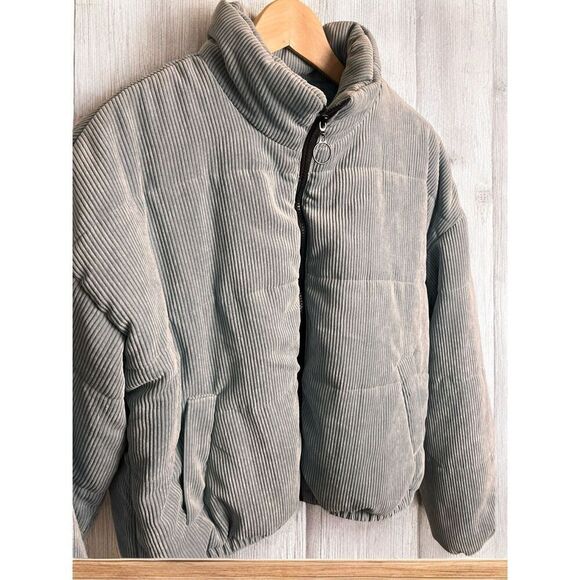 Wild Fable by Target Woman Light Blue Corduroy Puffer Bomber Jacket Coat Size L - Picture 2 of 12